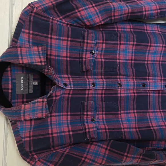 BONOBOS Plaid Mens Slim Fit Shirt - Picture 7 of 13